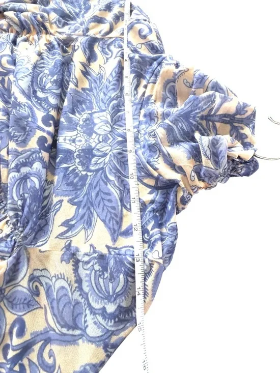 Free People Under It All Bodysuit XS Porcelain Combo Blue Floral Mesh Ruched NWT - Picture 10 of 14